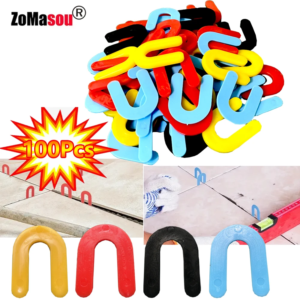 New Plastic Shims Reusable Horseshoe U Shaped Tile Spacers Ceramic Leveling System Leveling Floor Wall Tile Gap Tools 100/200Pcs