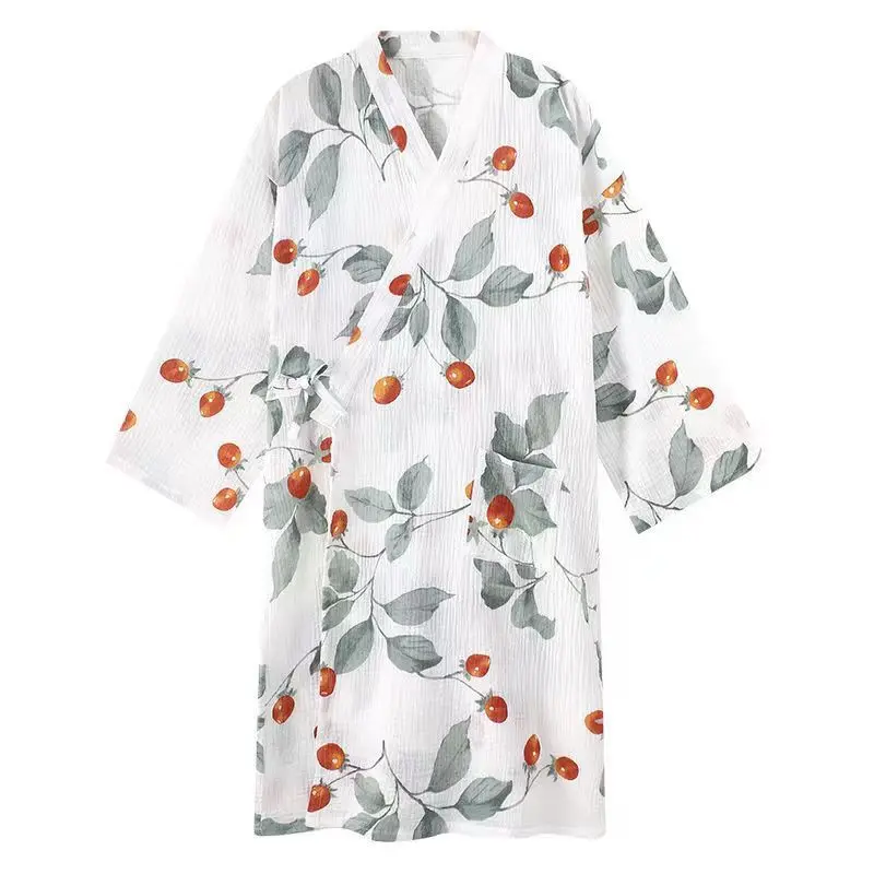S-4XL Robes Women Loose Summer Home Breathable Printed Delicate Lovely Fashion Vintage Lace-up Sleepwear V-neck Soft Aesthetic