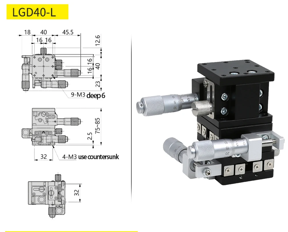 フィッティング 樹脂製 40A 3個 New XYZ Axis 40x40 LGD40-L Fine Tuning Trimming Station