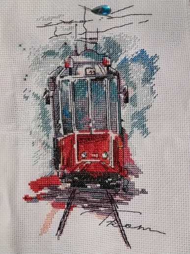 Urban tram Seaside lighthouse cross stitch package cartoon 18ct 14ct 11ct cloth cotton thread embroidery DIY handmade needlework