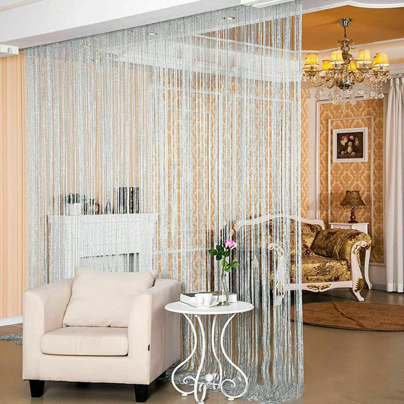 1 piece Glitter String Cheap Door Curtain Beads Room Dividers Beaded Fringe polyester fabric Window Panel 1x2m DIY Home Decor