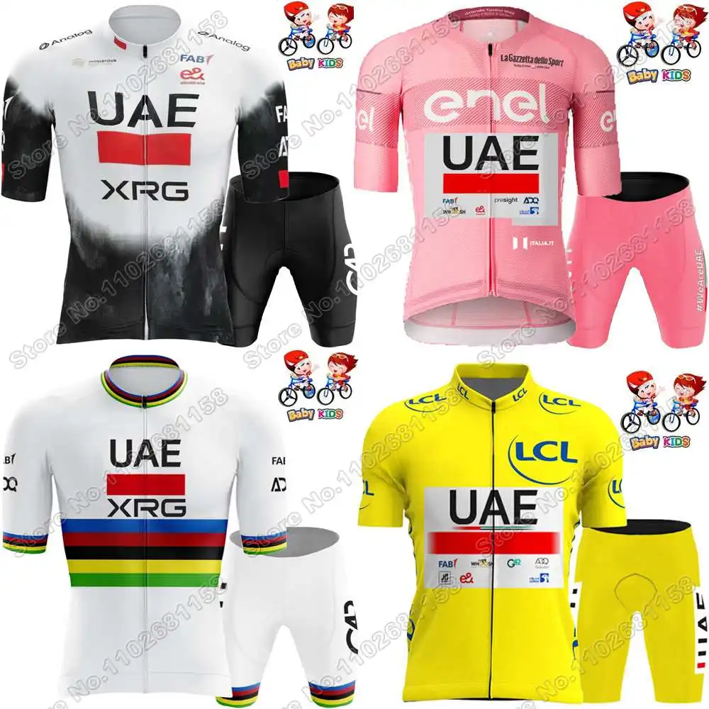 Cycling Jersey Set Cycling Jersey Cycling Shirt Cycling Suit Kids UAE Team Cycling Jersey Slovenia Tadej Pogacar Set Boys Girls France TDF Cycling Clothing Children Road Bike Shirts