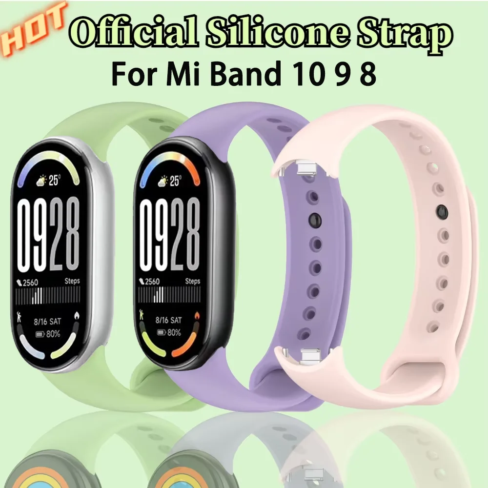 Sportliches Silikonarmband für Xiaomi Mi Band 11, 10, 9, 8 – weiches, bequemes, offizielles Armband, Mi Band 11, 10, 9, 8 – Zubehör