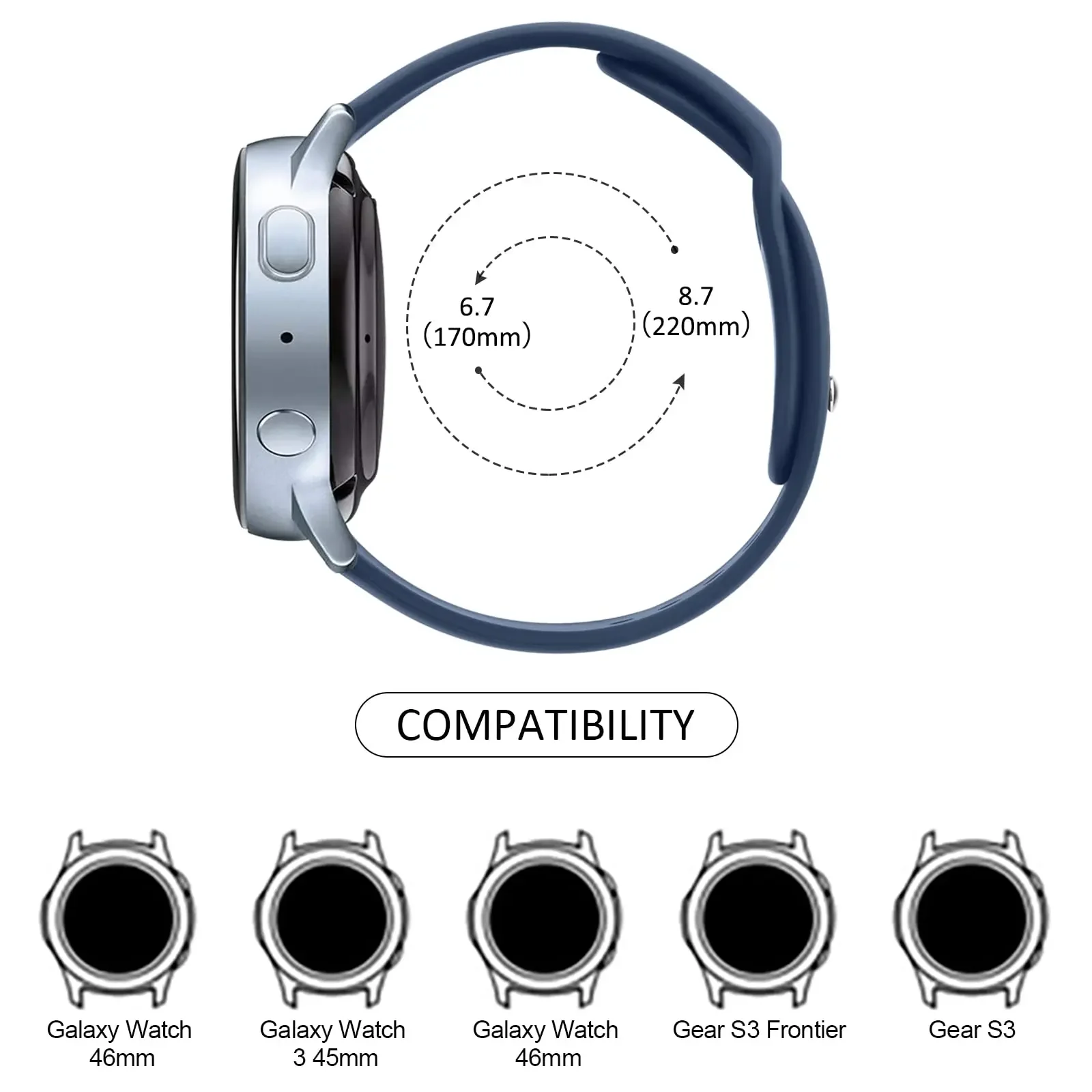 Silicone Sports Strap - 20mm/22mm Universal Wristband Bracelet