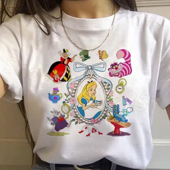 Anime Cartoon Alice in Wonderland Printed T-shirt Women Print Short Sleeved 2026 Women Crew Neck Graphic T Shirt for Gift 1