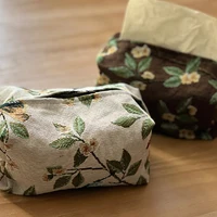 Retro Tissue Box Storage Bag High Quality Napkin Holder Foldable Tissue Box Home Office Desktop Embroidery Storage Box 1
