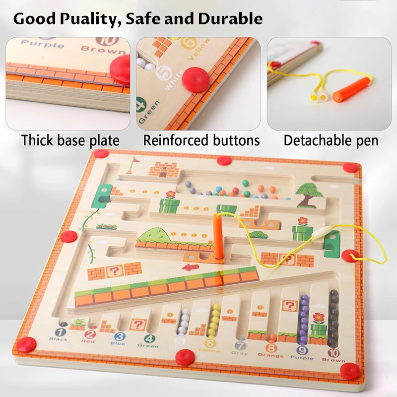 Montessori Children Early Education Toys Color Wooden Magnetic Number Maze Game Toys Parent-Child Interaction Learning Toys Gift - Image 5