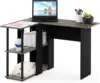 L Shape Computer Desk with Bookshelf French Oak Grey Black 5