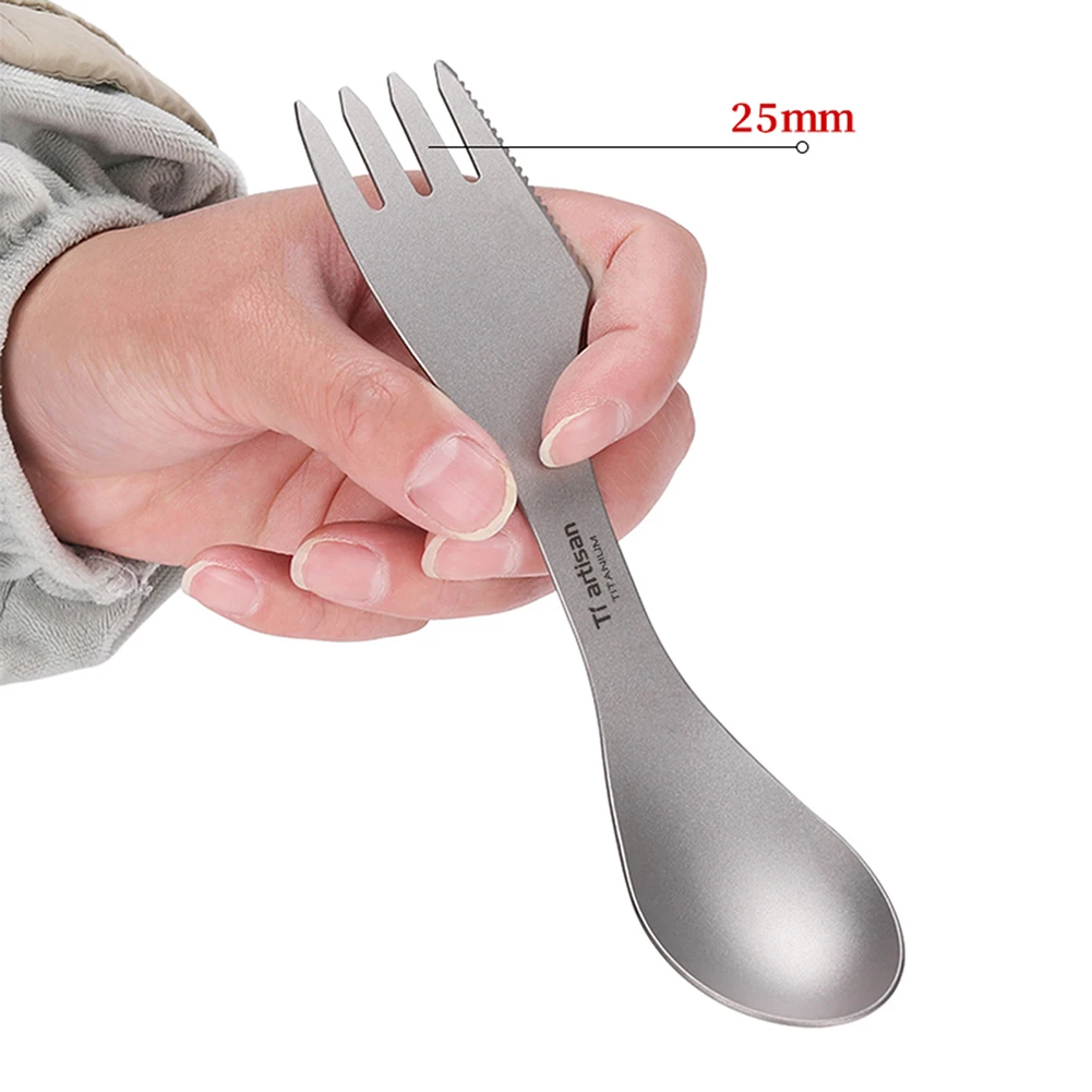 Camping Spork Cutter Edge Fork Lightweight Mesh Bag Outdoor Picnic Portable Practical Spoon Functional Versatile