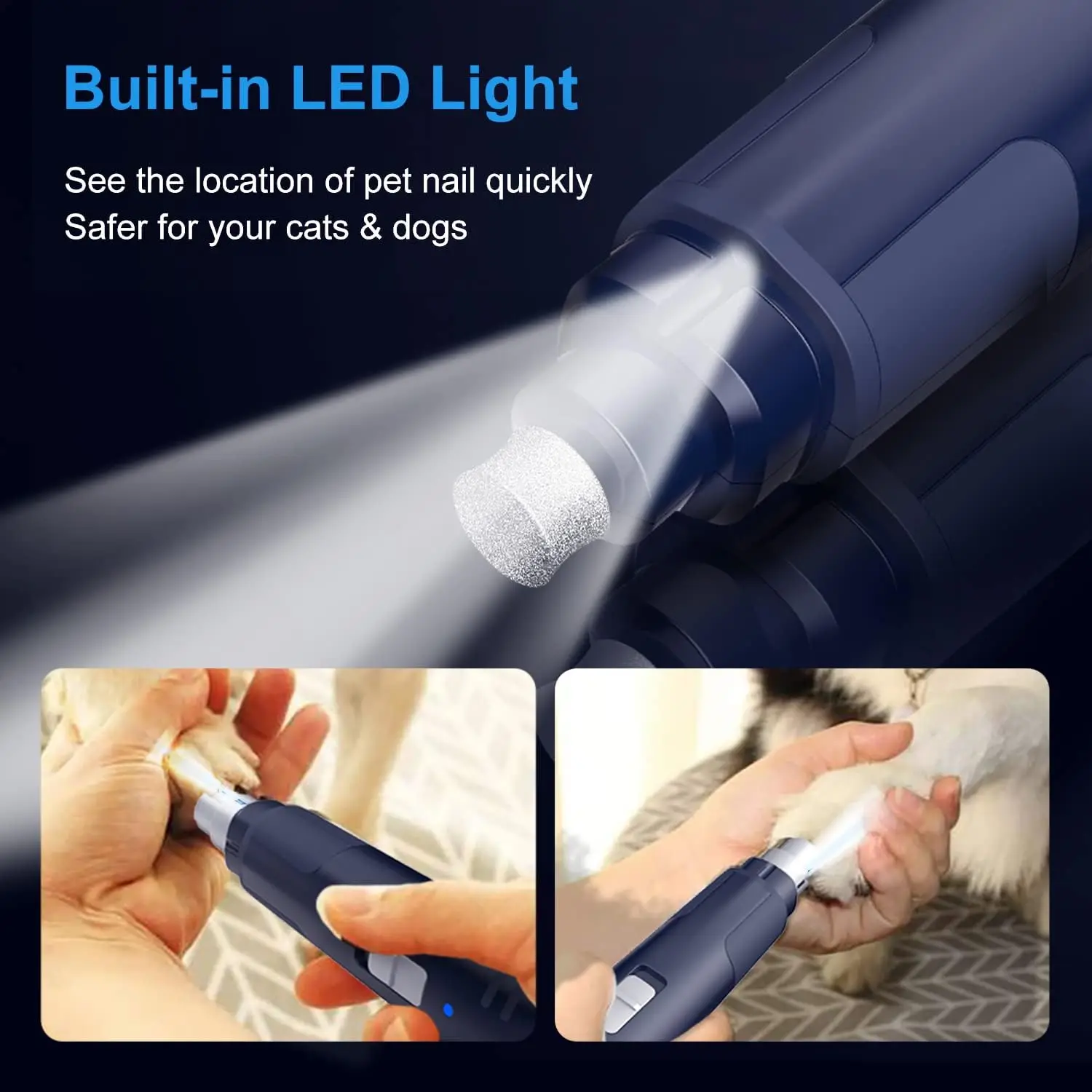 thumbnail image 2 of NPET Dog Nail Grinder With Guard, Rechargeable Electric Dog Nail File, 2 Speed Pet Nail Trimmer With LED Light Powerful Paw Grooming For Small Medium Cats, Dogs 2 of 14