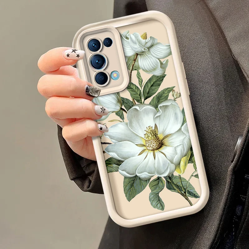Elegant Flower Painted Silicone Phone Case - Anti-Drop Soft Cover