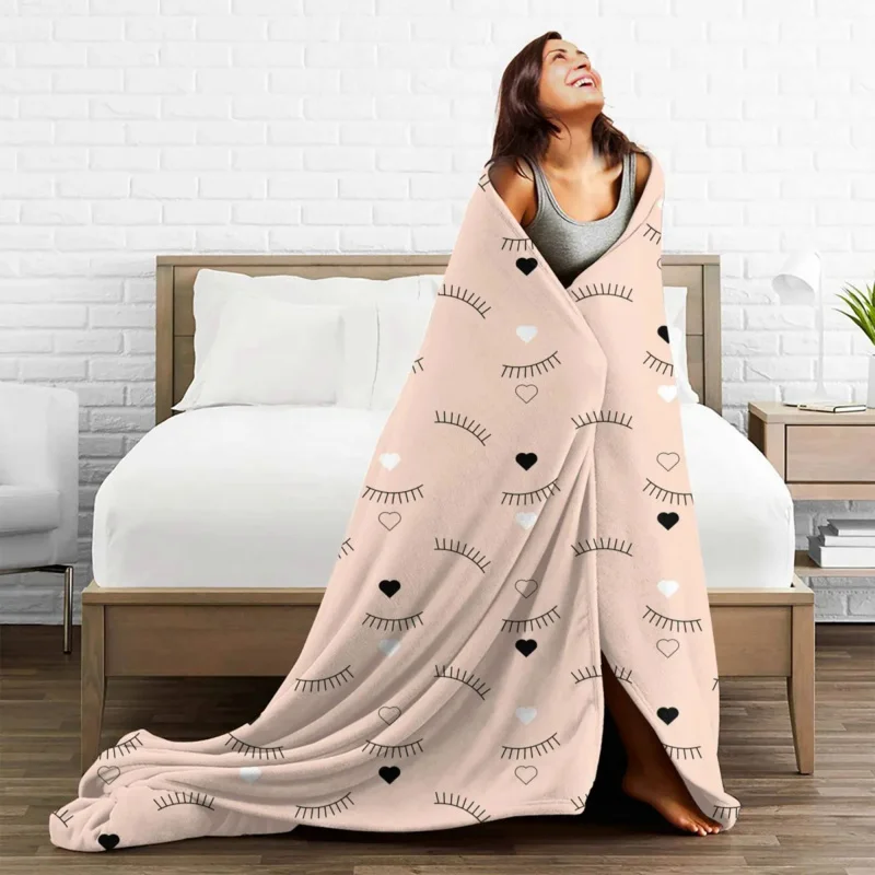 

Eyelash Lashes Pattern Blankets Fleece Decoration Breathable Lightweight Thin Throw Blanket for Sofa Outdoor Quilt