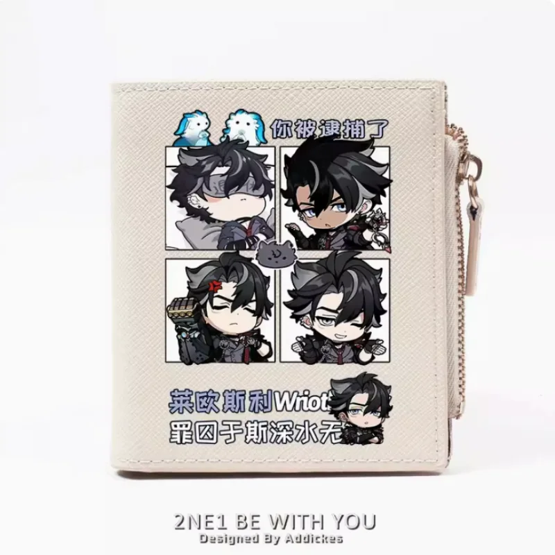 Anime Genshin Impact Wriothesley Fashion Wallet PU Purse Card Coin Zipper Money Bag Cosplay Gift B488