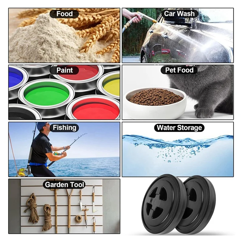 2 Pieces 5 Gallon Leak-Proof Bucket Lid Plastic Storage Buckets Screw Seal Lids Screw Pail Lid Pet Food Storage