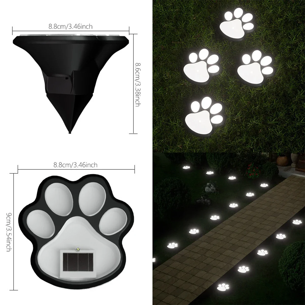 thumbnail image 1 of Lámpara solar para césped con forma de huella de pata de perro, para escaleras, para exteriores, impermeable, para balcón, jardín, valla, decoración de paisajes, lámpara con energía solar, 1 of 5