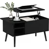 Jensen Wooden Leg Lift Top Coffee Table with Hidden Compartment and Side Open Storage Shelf 4