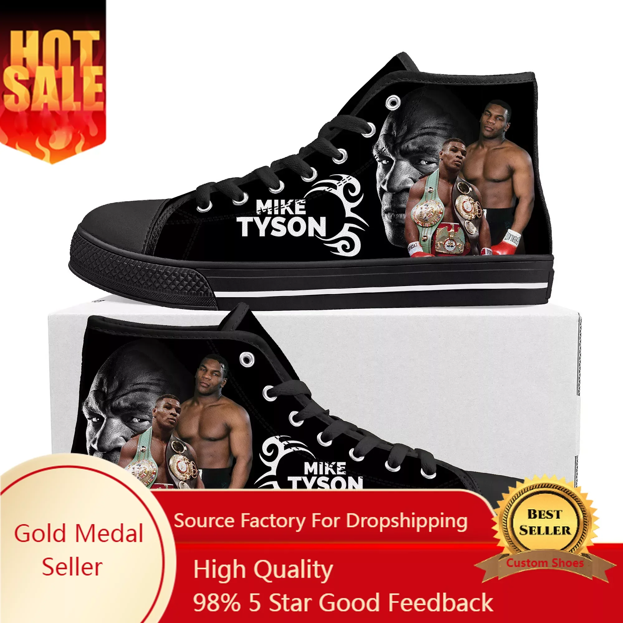 

Iron Mike Tyson boxing champion High Top Sneakers Mens Womens Teenager Canvas Sneaker Casual Custom Made Shoes Customize Shoe