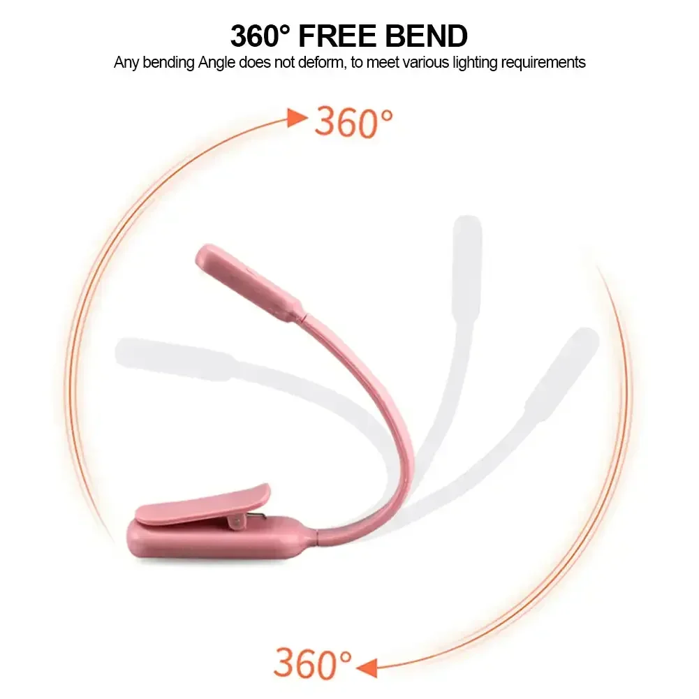 USB Mini LED Book Night 3 Light Color Adjustable Brightness Clip-On Study Reading Lamp Rechargeable for Travel Bedroom Reading led light,night light,led desk lamp,book light,mini night light,mini led light