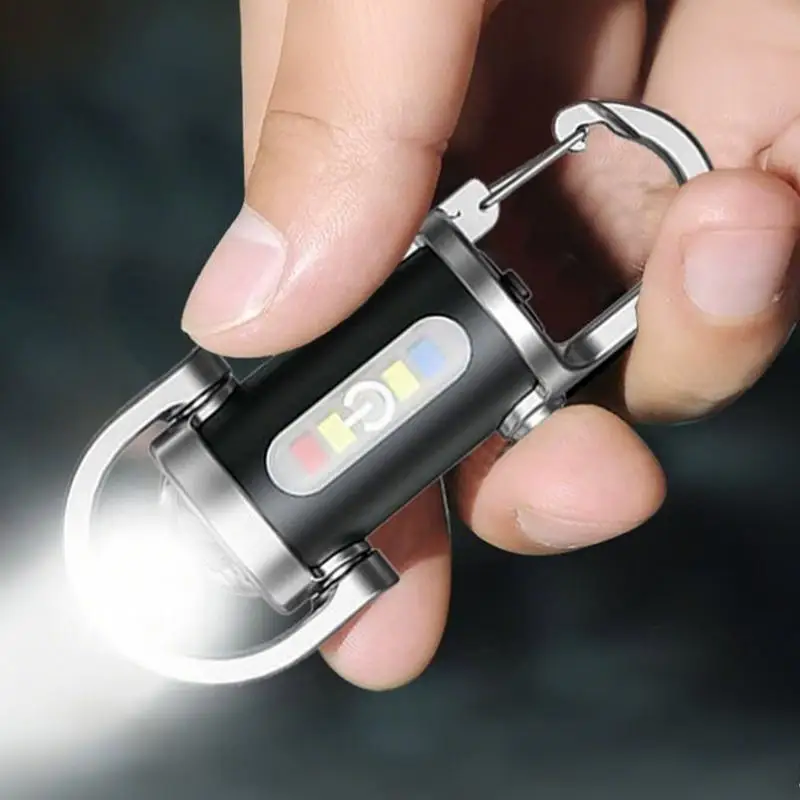 Powerful COB LED Flashlight Keychain USB Rechargeable Hanging Portable Flashlight Waterproof Keyring Camping Walking Pocket Lamp