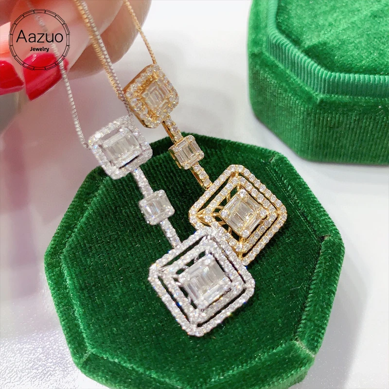 Aazuo10018KSolidWhiteGoldRoseGoldRealDiamonds115ctSquare