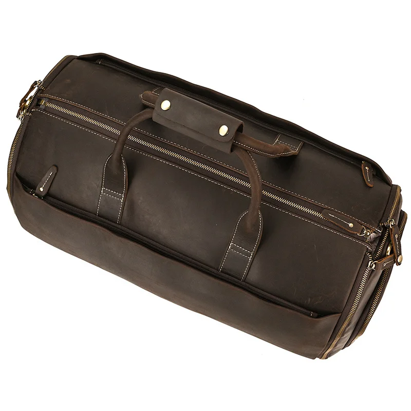 Leather Travel Bag With Shoe Compartment