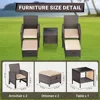 Balcony Furniture 5 Piece Patio Conversation Set, PE Wicker Rattan Outdoor Lounge Chairs with Soft Cushions 2 Ottoman&G 6