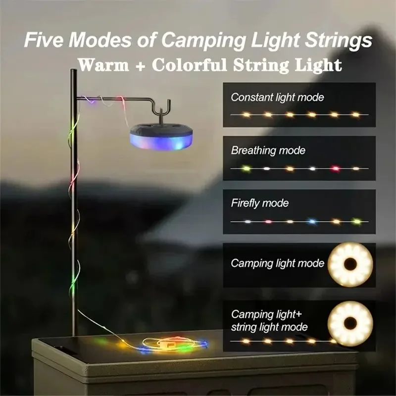 Multifunctional 4-in-1 LED Camping Light String USB Rechargeable Outdoor Tent Decor with Magnet Hook XTE Flashlight camping light camping lamp portable flashlight camping lantern portable torch