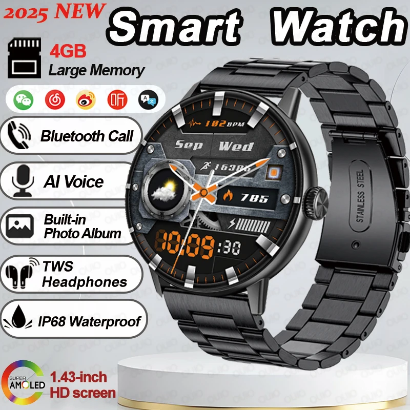 New DT M5 Smart Watch 4GB Memory 1.43-inch HD Screen Built-in Photo Album Local Album Video Sport Mode Bluetooth Call Smartwatch 1