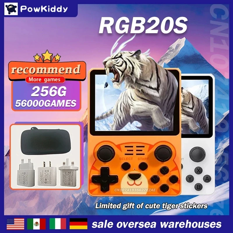 256G 56000 Giochi Powkiddy Nuovo Rgb20S Schermo Ips Da 3.5 Pollici Sistema Open Source Dual Tf Card Gioco Portatile Processore Rk3326