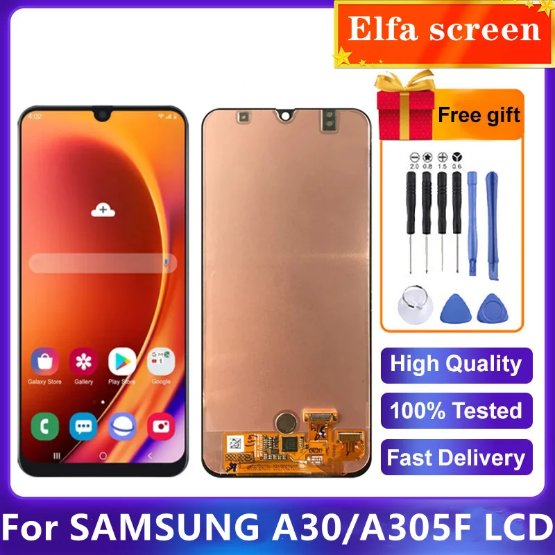 

100% Super AMOLED For Samsung Galaxy A30 Lcd Display Touch Screen Digitizer For Samsung A30 A305 A305F A305FN A305G A3050 Screen