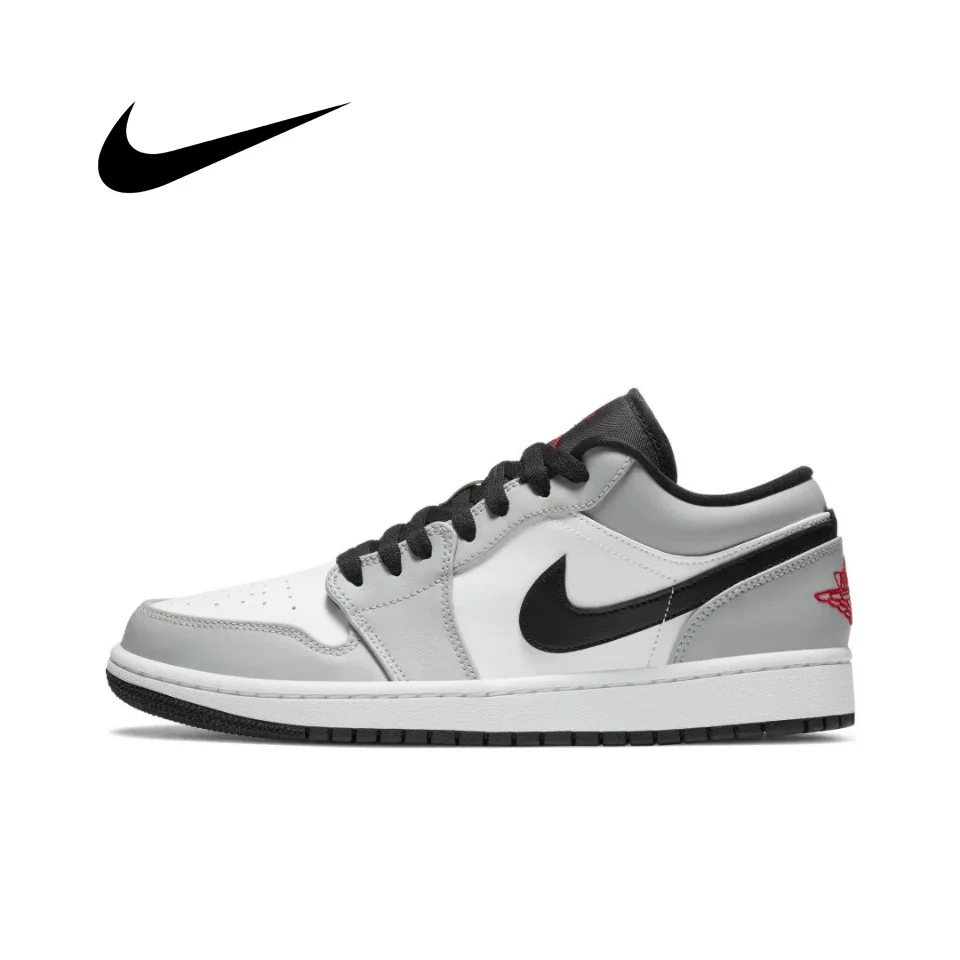 Кроссовки Nike Air Jordan 1 в стиле ретро, низкая яркость, дымчато-серые, белые баскетбольные кроссовки, мужская и женская модная спортивная обувь для отдыха на открытом воздухе