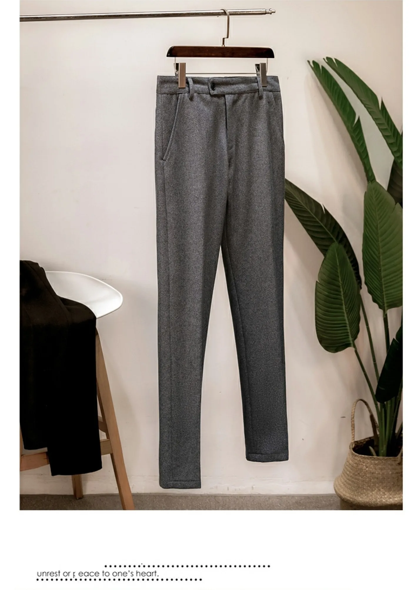 Herbst und Winter britische Retro-Hose aus Woll-Tweed mit Fischgrätenmuster für Herren in großen Größen – Detail 12