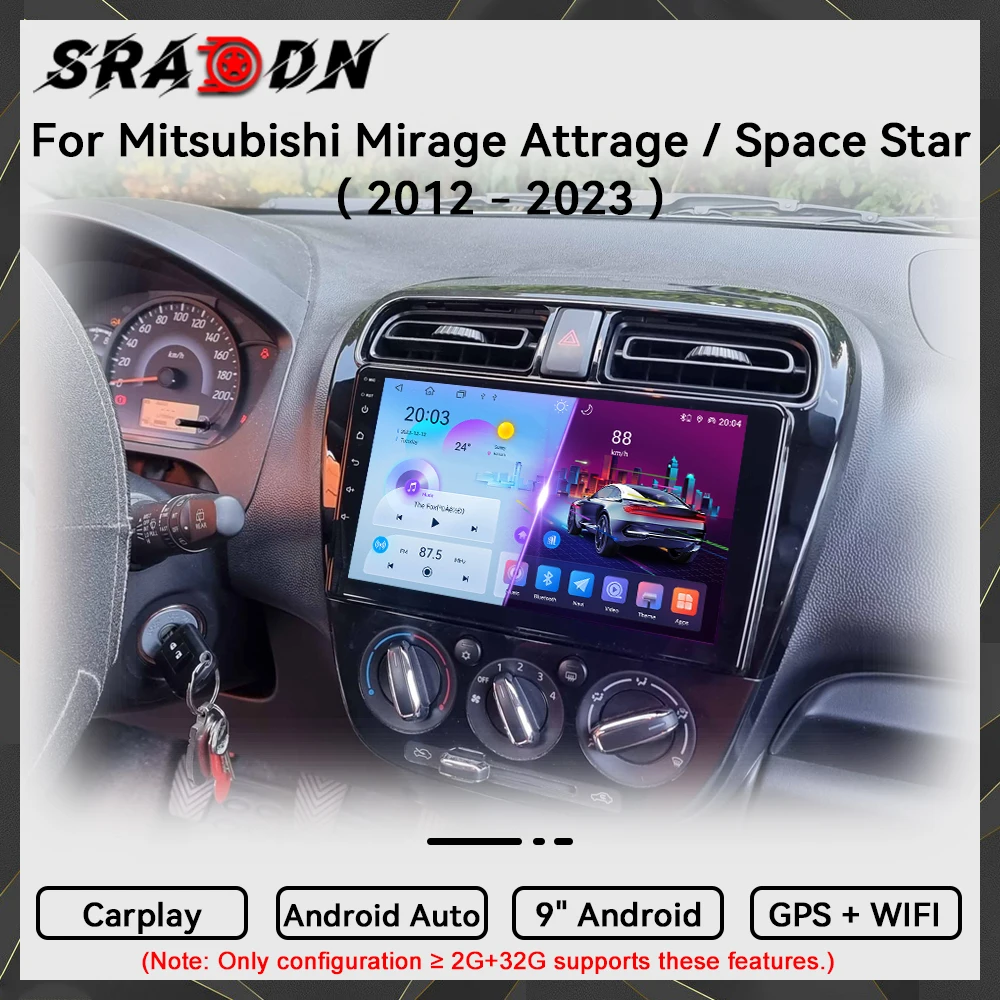 Para Mitsubishi Mirage Space Star 2012 2013 2014 2015 2016 2017 2018 2019 2020 2021 2022 2023 Android Car Radio Automotive Multimedia Video Player Navigation GPS Carplay Touch Screen Auto Stereo 1