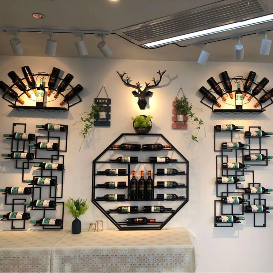 Restaurant Wine Rack Dinning Room Corner Hanging Wall Mounted Vintage Display Shelving Wine Cabinet Storage Szafki Bar Furniture