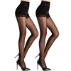 Collants noirs élastiques anti-accrocs pour femmes, 2 pièces, collants transparents en Nylon 20D, bonne élasticité, Medias