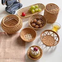 Vietnamese Hand-woven Autumn Rattan Woven Storage Towel Holder Coaster Tea Drain Photography Props  Snack Plate Fruit Plate 1