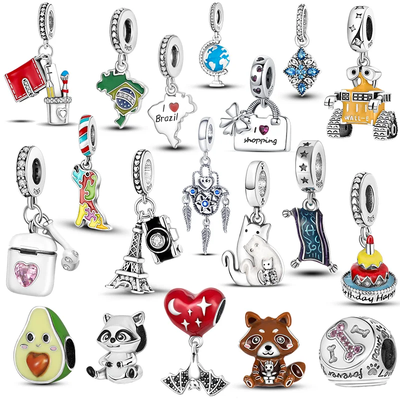 I Love Brazil Charm Fit pandora 925 оригинальные талисманы для браслета енот бусины серебра