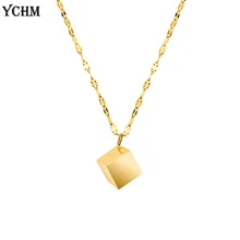 

Stainless Steel Cube Pendant Necklace for Women Rose Gold 18 K Gold Plated Geometric 3D Cube Necklace Fashion Jewelry