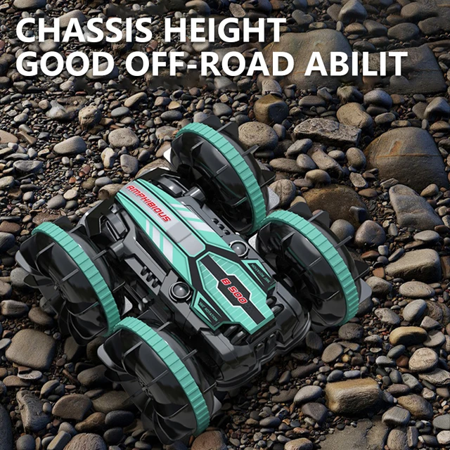 Remote Control Car 2.4G Rc Boat Waterproof Controlled Amphibious Stunt Car 4WD All Terrain Beach Pool Toys for Boys Girls Gift 4