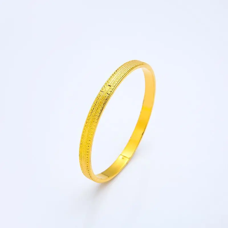 Wholesale Jewelry-- Embroidery Bangles and Bracelets 58mm For Women Wedding Jewelry Pure Gold Color 5