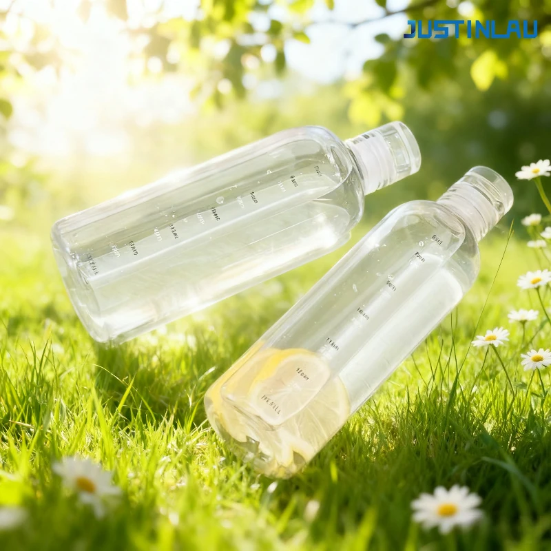 300-1000ml transparent glass bottle borosilicate glass Portable office water cup Drinking time scale prompt Travel essentials