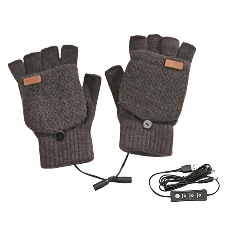 

USB Heated Gloves Adjustable Temperature USB Hand Warmer Gloves USB Hand Warmer Sports Outdoor Gloves For Men Heated Fingerless