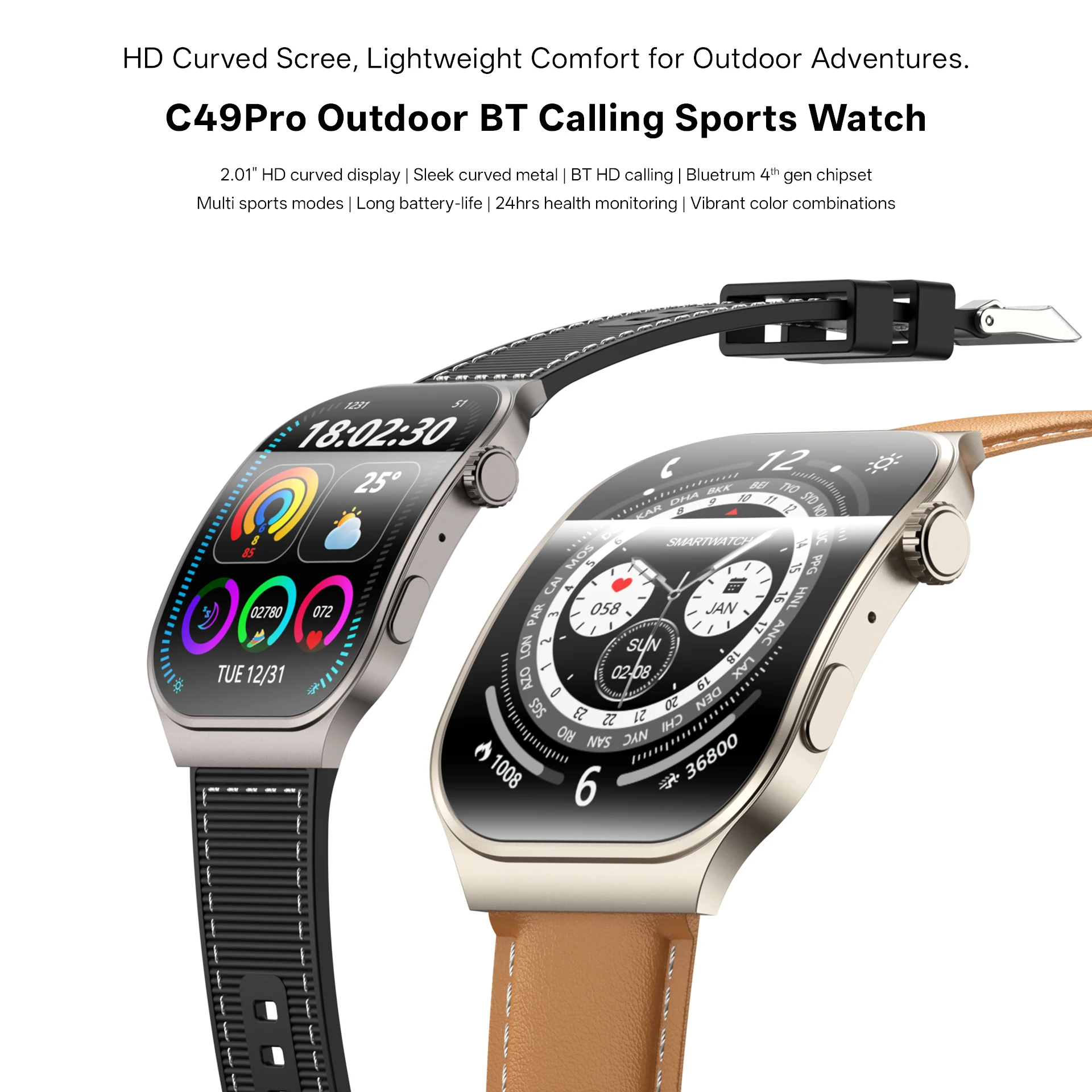 2026 New Bluetooth Call Smart Watch for Men 2.01" HD Curved Screen Sports Watch Health Monitor Smart Watch for Android iOS 2