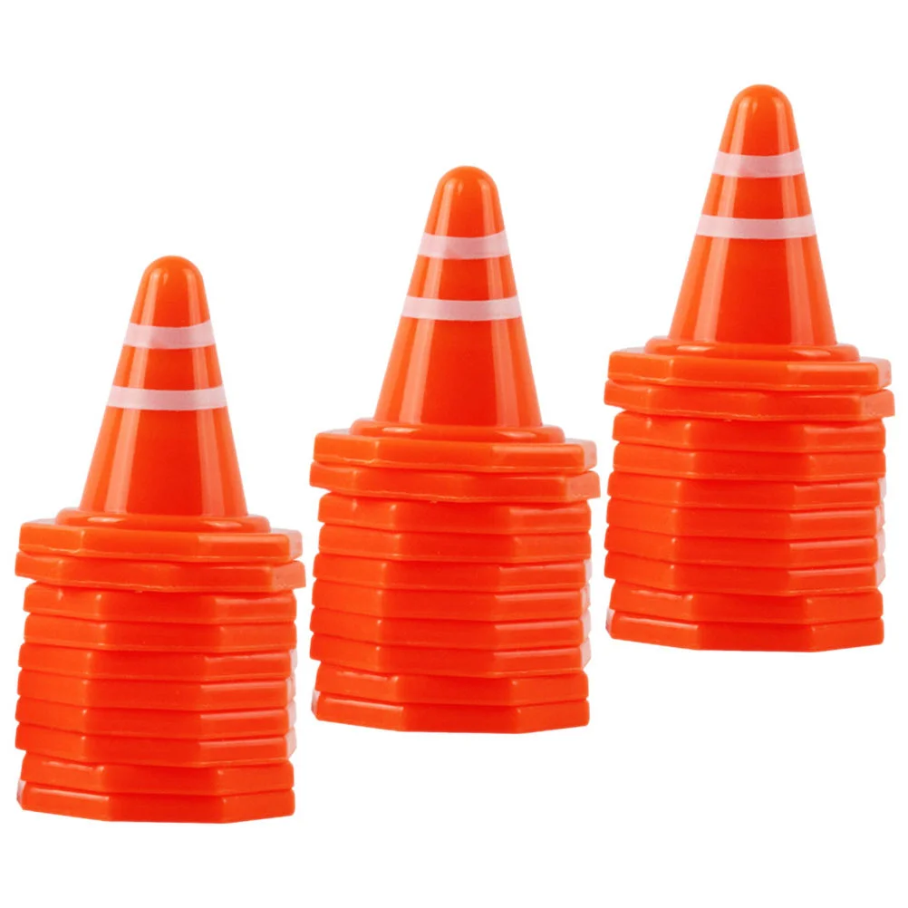50 Pcs Traffic Sign Toys Mini Cones Road Street Signs Simulation Roadblocks Toy Traffic Barricade Toys Construction Sign