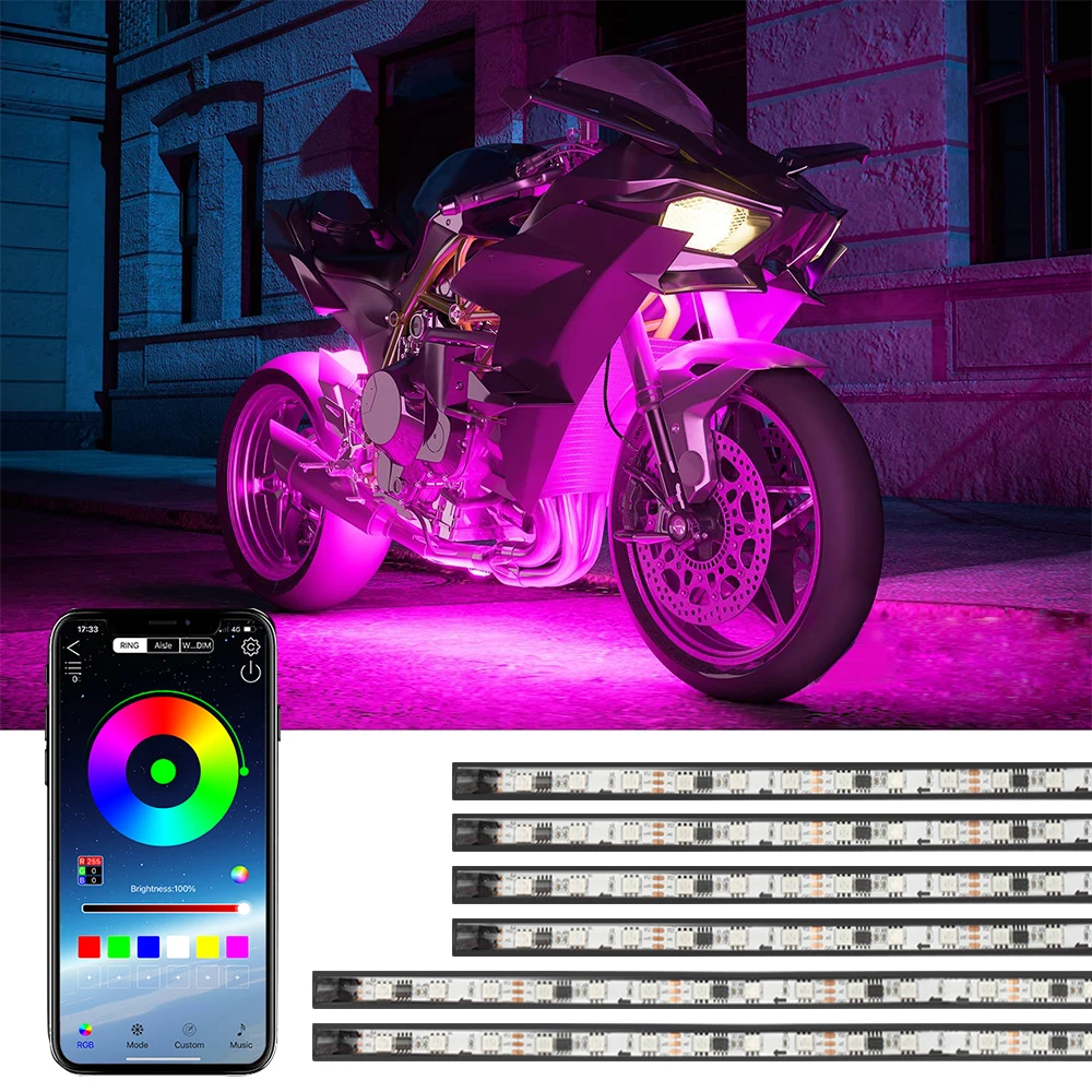 thumbnail image 2 of 12 Pc RGB Motorcycle LED Light Kit - APP & Remote Control, 16 Million Colors, Music Sync, IP68 Waterproof 2 of 10