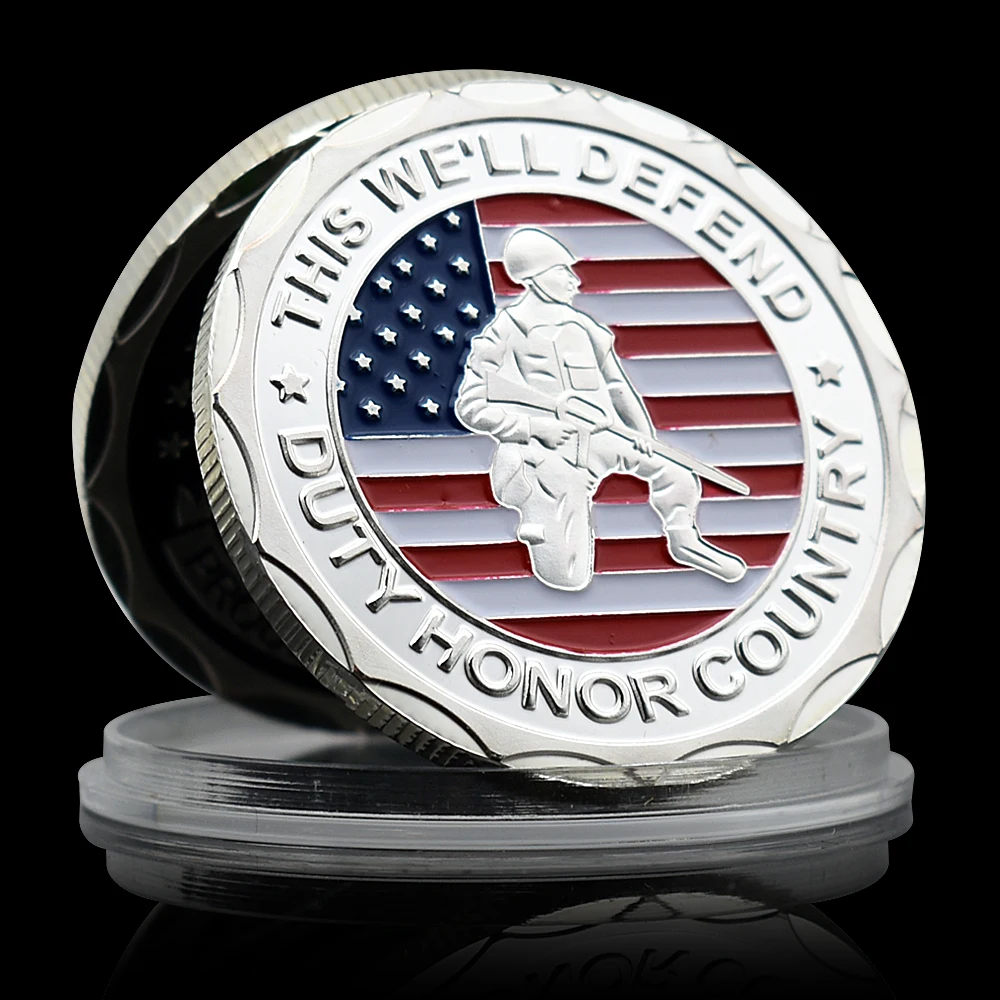 

US Army Veteran Silver Coin Duty Honor Country Proudly Served Challenge Medal Collectibles Home Decoration Festival Gift