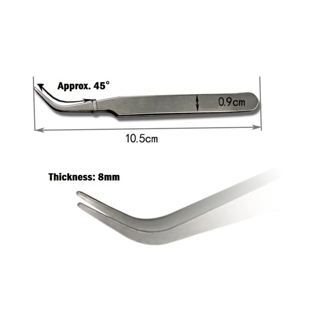 For Picking Up Parts 2pcs Tweezers Stainless Steel Mini Tweezers Repair Tool Anti-magnetic Curved Straight Precision