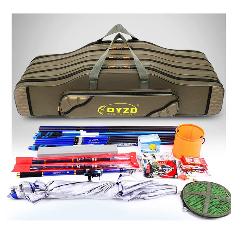 Canvas Foldable Fishing Rod Case Ice Fishing Gears Tools Pole Tackle  Storage Bag case Carrier - 2 Layers, Rod Cases & Tubes -  Canada