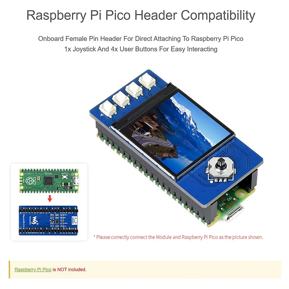 Waveshare 1.3 Inch LCD Display for Raspberry Pi Pico, IPS Screen Display Module, 65K RGB Colors, 240X240 Pixels