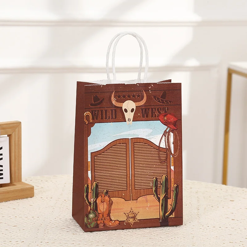 12 Pcs Cowboy Boots Paper Gift Bags - Western Theme Party Favors, Kraft With Handles - View #6